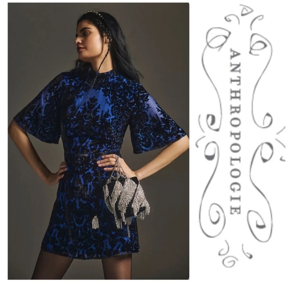 Anthropologie sz 6 Blue Black Mini Dress